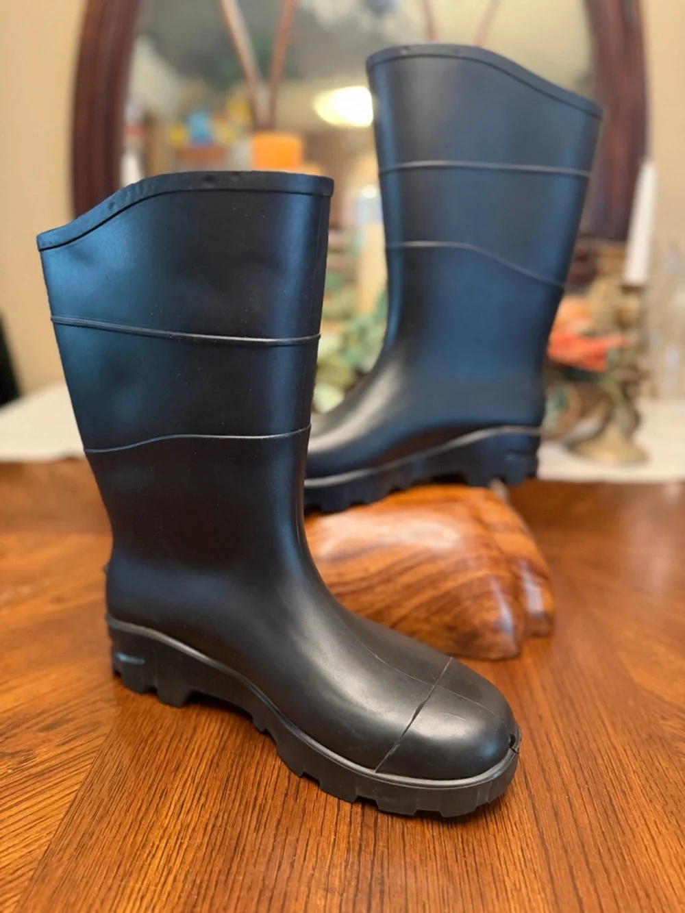 Men's Black Rubber Rain Boots